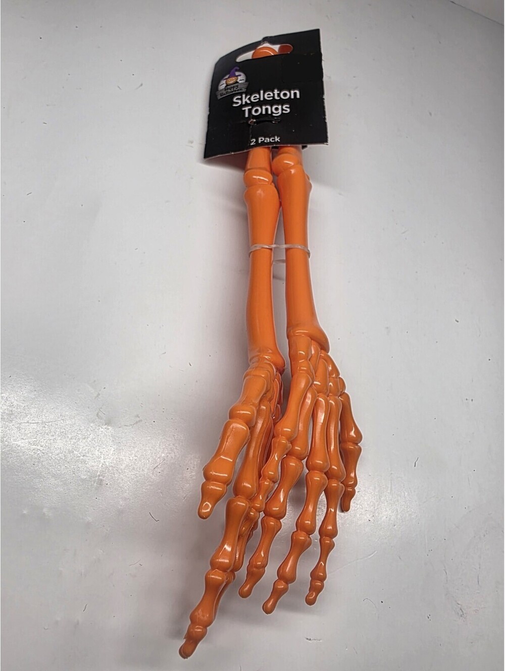 Orange Plastic Skeleton Hands Salad Tongs Gothic Halloween Kitchen Party